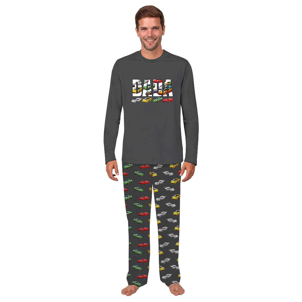 Custom Mama Dada Racing Car Pajama Sets Gray Custom Mama Dada Racing Car Pajama Sets Gray