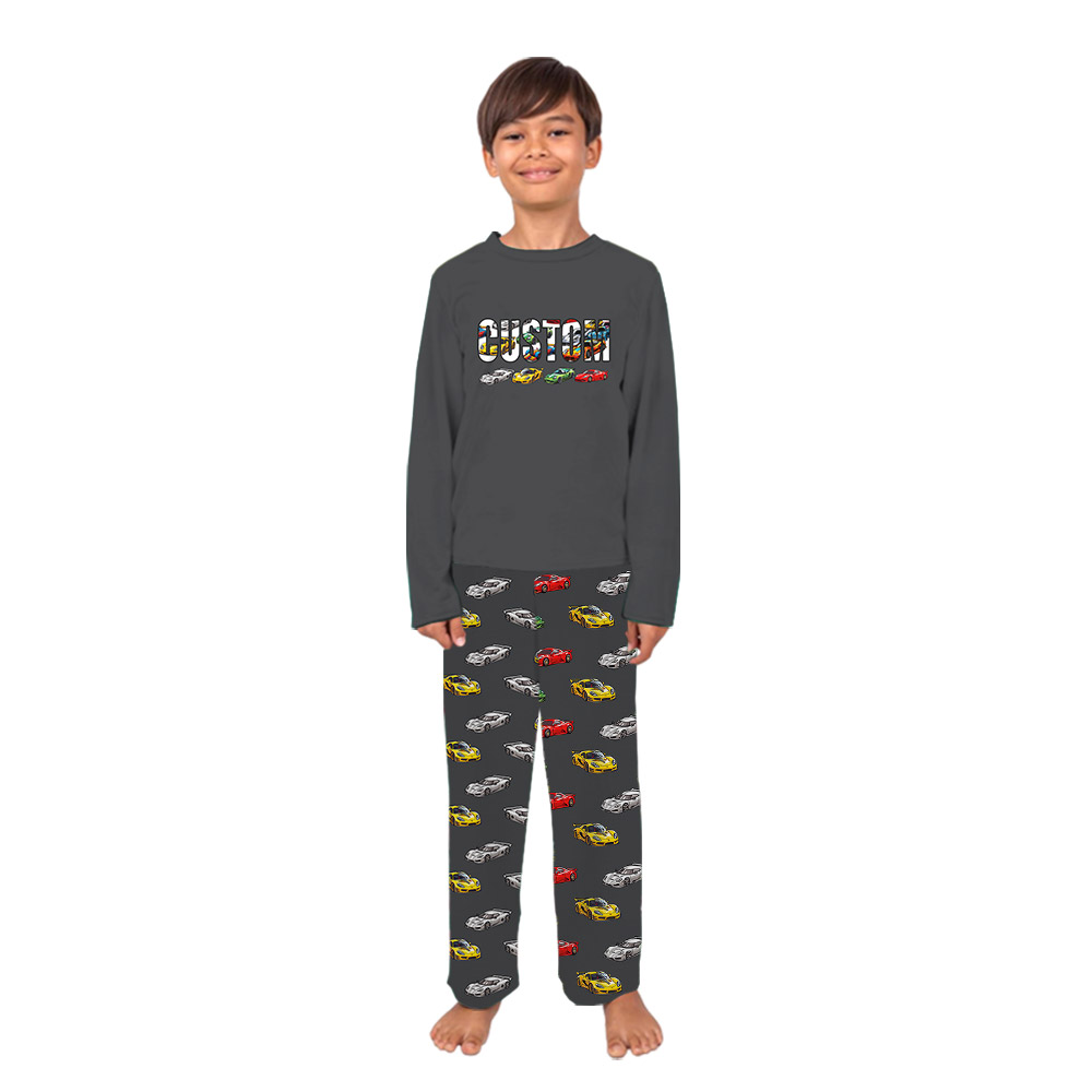 Custom Mama Dada Racing Car Pajama Sets Gray Custom Mama Dada Racing Car Pajama Sets Gray