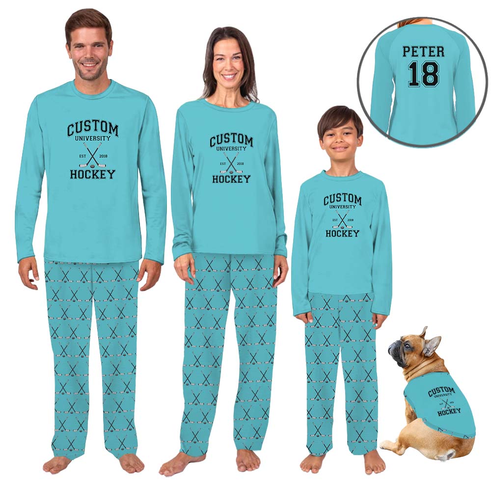 Personalized University Hockey Matching Family Pajamas Personalized University Hockey Matching Family Pajamas