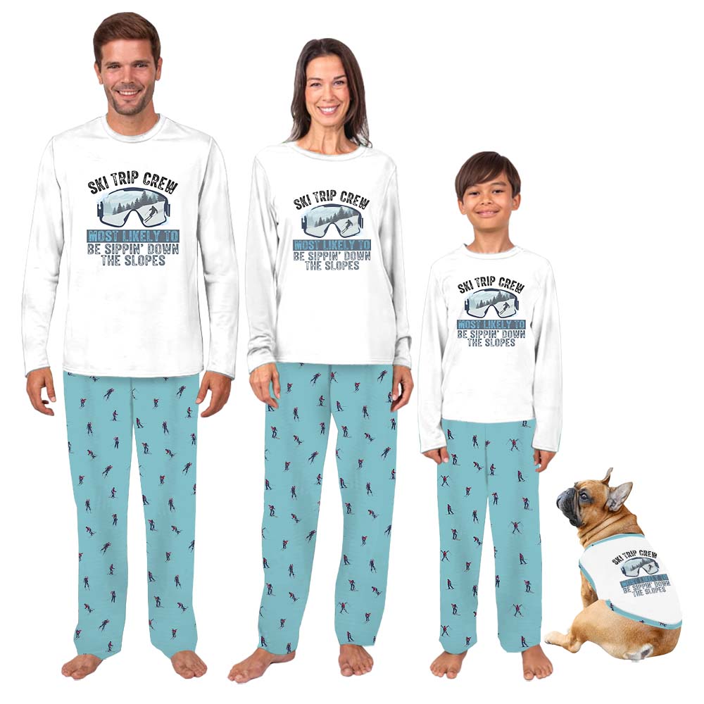 Funny Ski Trip Crew Most Likely To Owner And Dog Pajamas Funny Ski Trip Crew Most Likely To Owner And Dog Pajamas