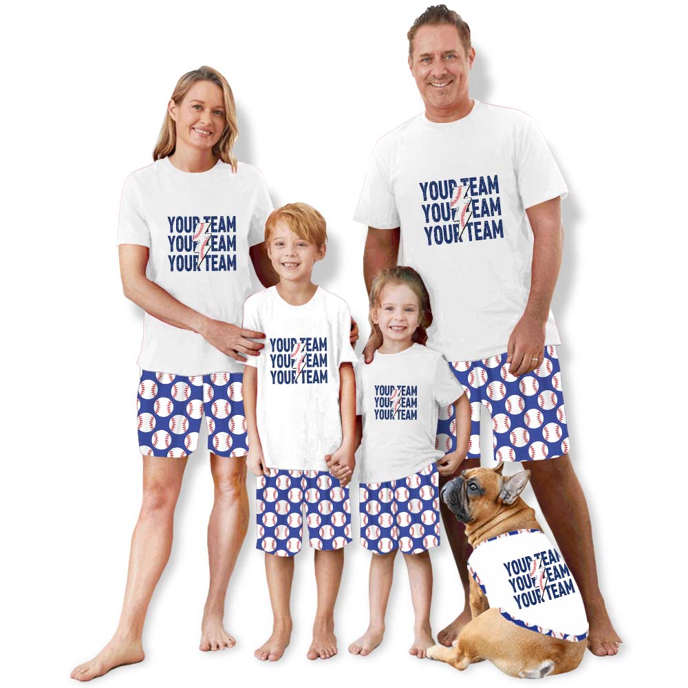 Custom Name Baseball Pajamas For Adults Short Sleeves Custom Name Baseball Pajamas For Adults Short Sleeves