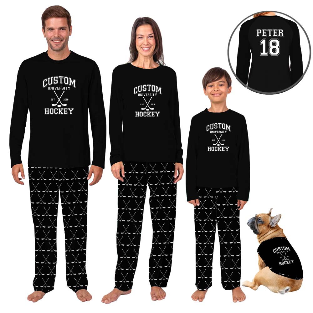 Custom University Hockey Family Sport Pajama Sets Custom University Hockey Family Sport Pajama Sets
