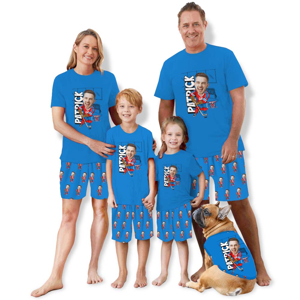 Personalized Ice Hockey With Name Sport Pajama Short Set