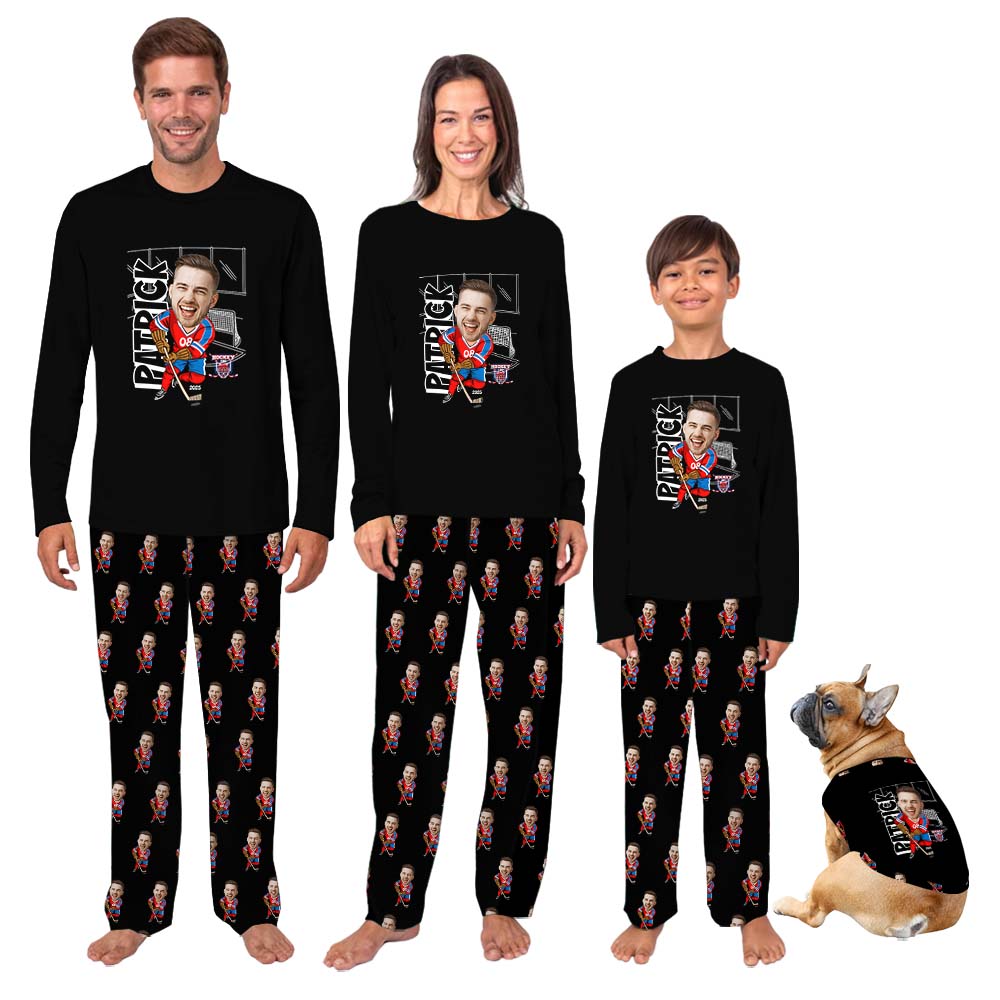 Custom Ice Hockey Owner And Dog Pajamas Custom Ice Hockey Owner And Dog Pajamas