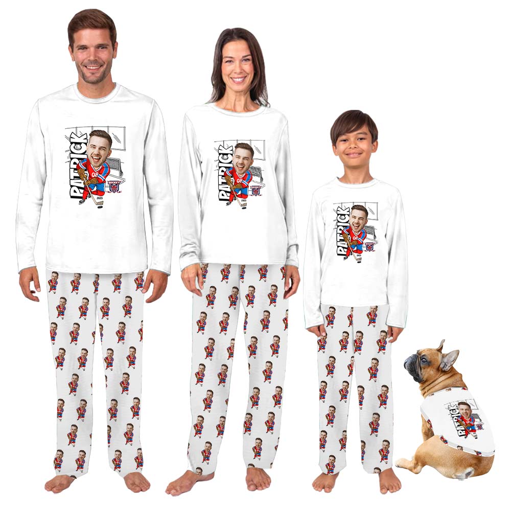 Personalized Face Ice Hockey Family Matching Pajama Sets Personalized Face Ice Hockey Family Matching Pajama Sets