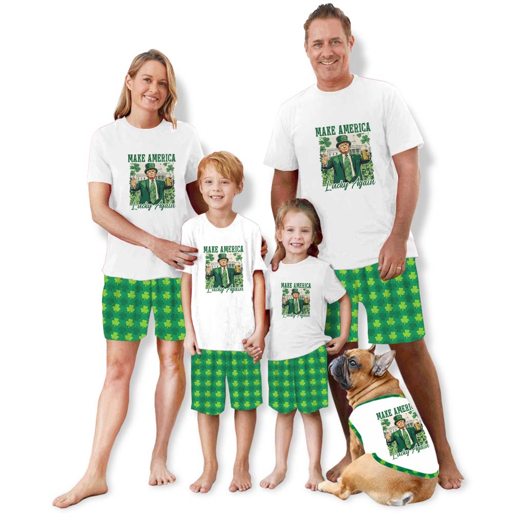 Make America Lucky Again Patrick’s Day Pajama Short Set Make America Lucky Again Patrick’s Day Pajama Short Set