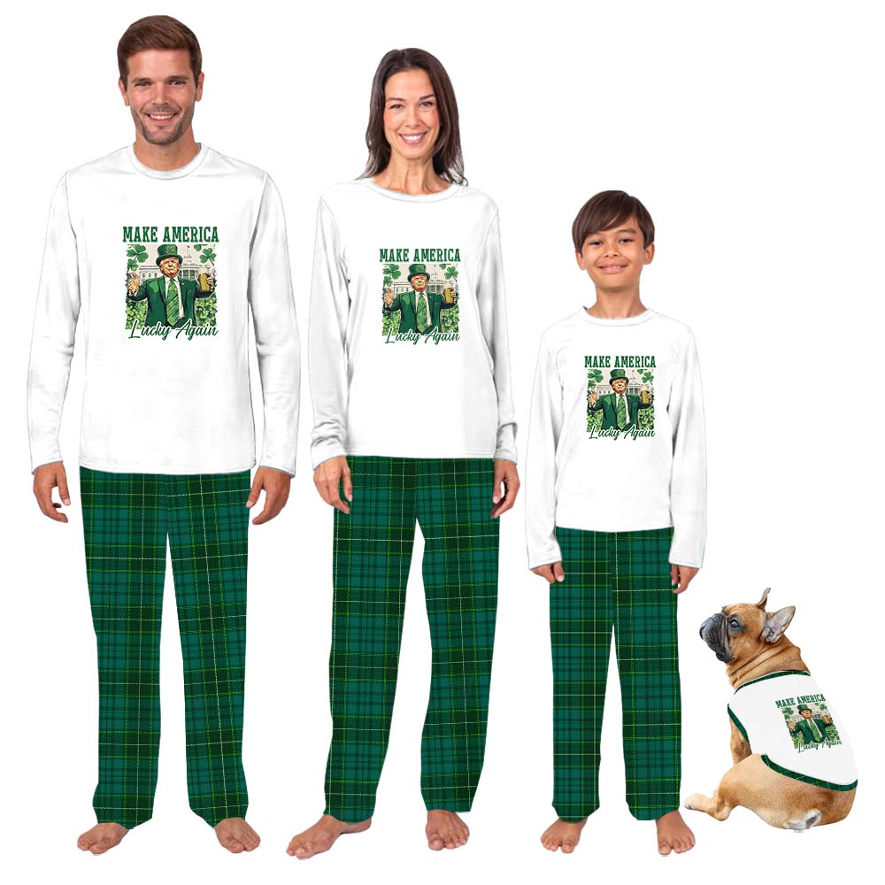 Make America Lucky Again Patrick’s Day Owner And Dog Pajamas Make America Lucky Again Patrick’s Day Owner And Dog Pajamas
