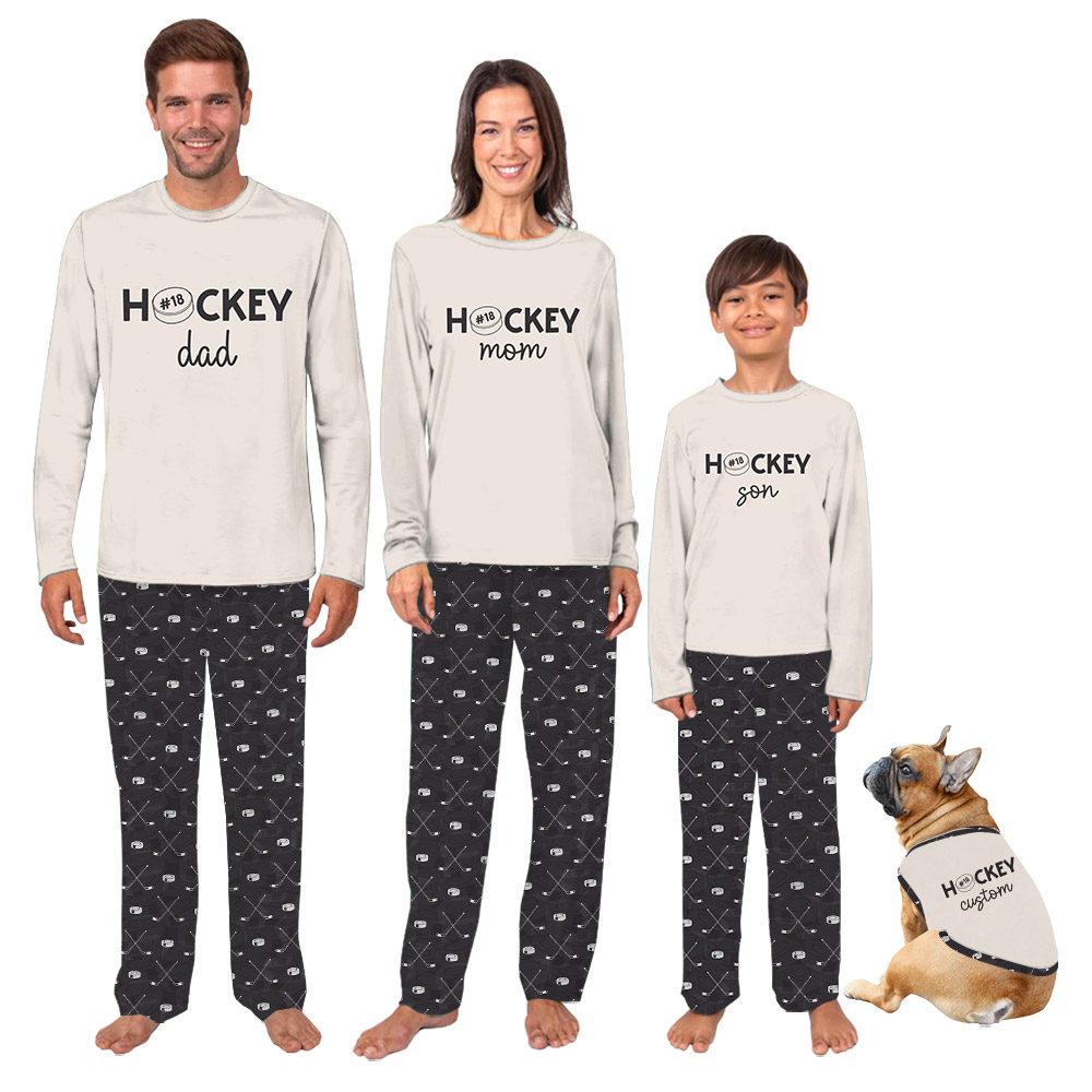 Cute Matching Family Hockey Pajamas For Mom Dad Kids Cute Matching Family Hockey Pajamas For Mom Dad Kids