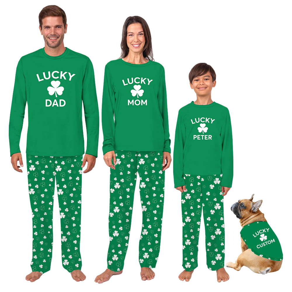Festive Lucky Shamrock Family Pajamas For St Patrick Day Festive Lucky Shamrock Family Pajamas For St Patrick Day