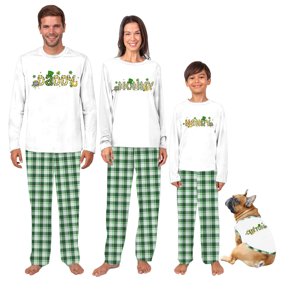 Personalized Name St. Patrick's Day Matching Family PJs Plaid