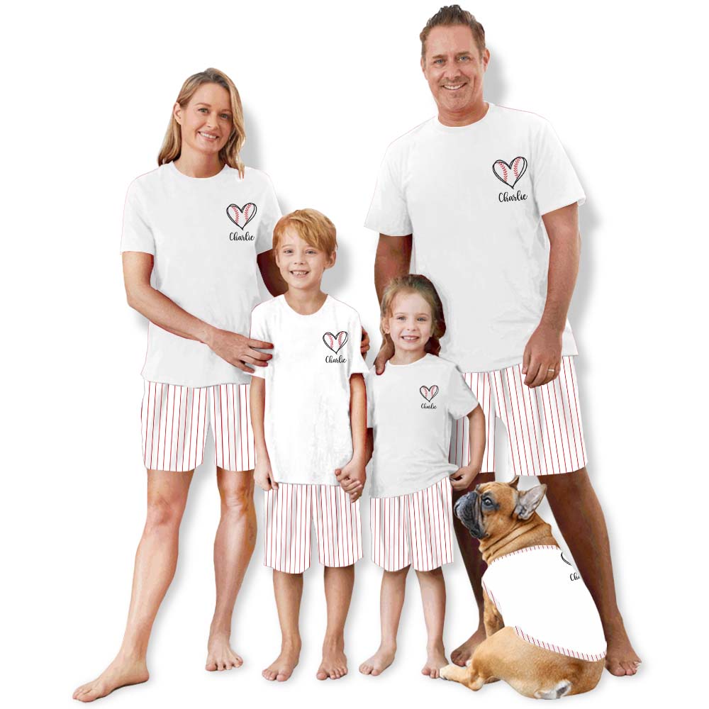 Festive Baseball Pajamas For Adults Short Sleeves White Festive Baseball Pajamas For Adults Short Sleeves White
