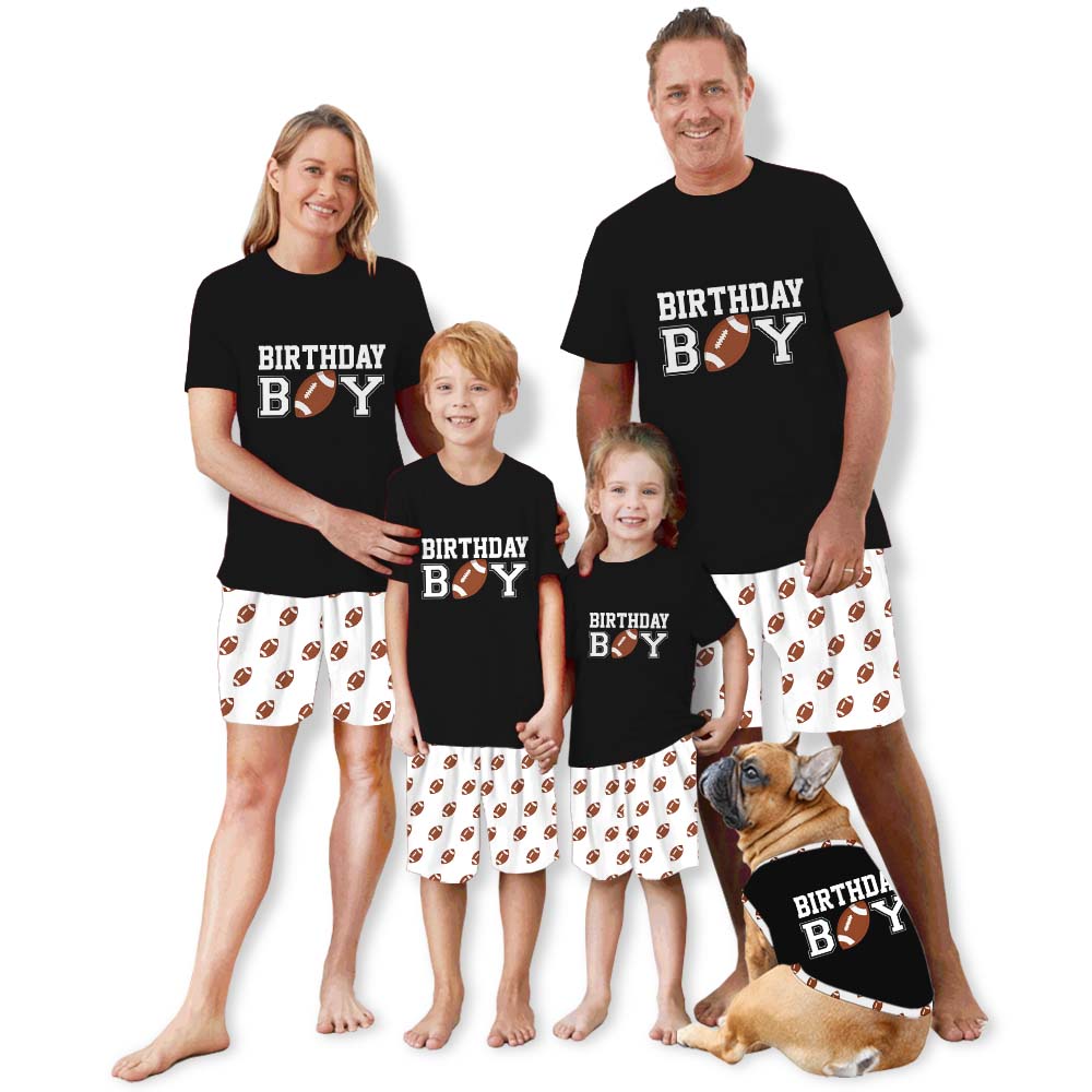 Sporty Football Matching Family Pajamas With Dogs Short Sleeves Sporty Football Matching Family Pajamas With Dogs Short Sleeves