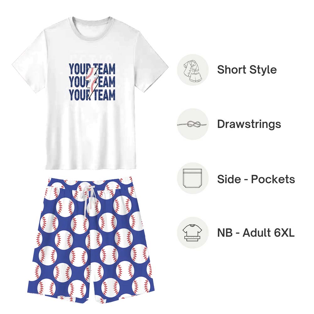 Custom Name Baseball Pajamas For Adults Short Sleeves Custom Name Baseball Pajamas For Adults Short Sleeves