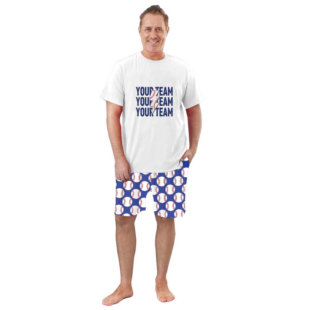 Custom Name Baseball Pajamas For Adults Short Sleeves Custom Name Baseball Pajamas For Adults Short Sleeves