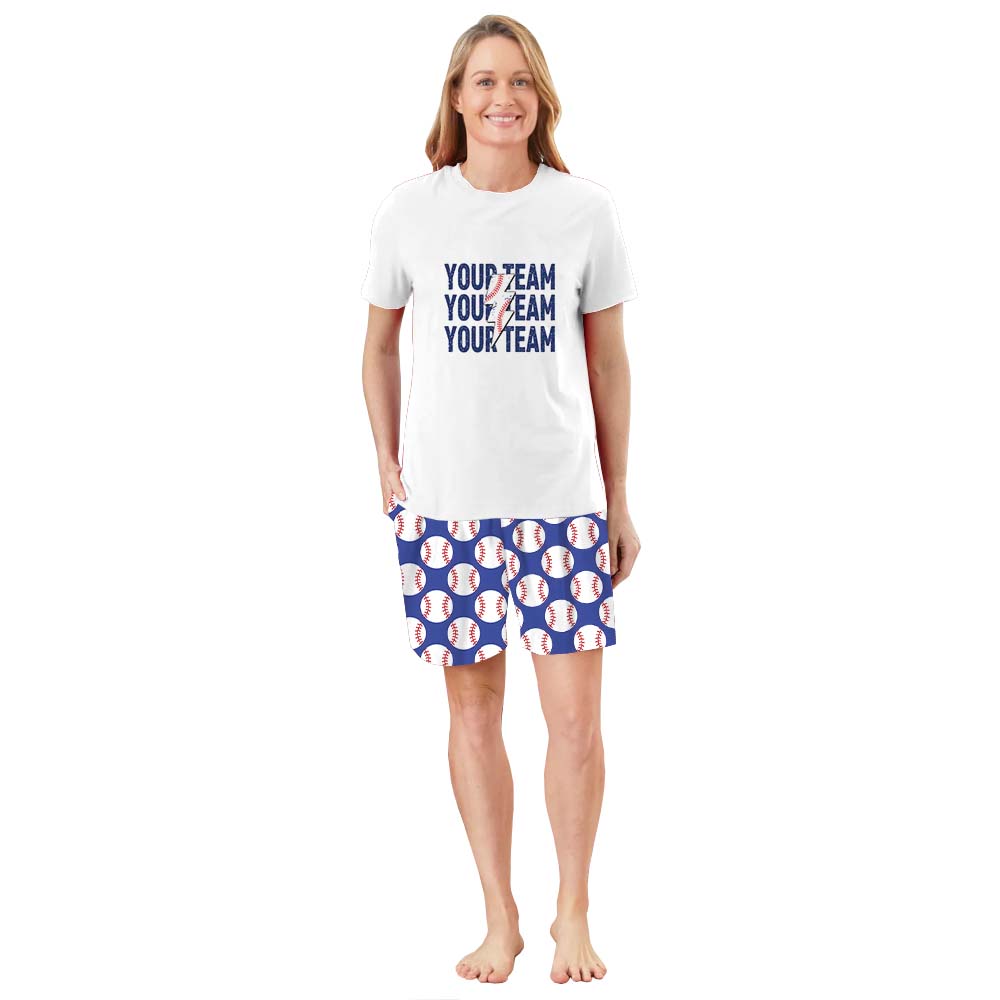 Custom Name Baseball Pajamas For Adults Short Sleeves Custom Name Baseball Pajamas For Adults Short Sleeves