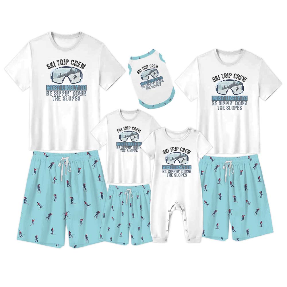 Ski Trip Crew Most Likely To Matching Family Pajama Shorts Set Ski Trip Crew Most Likely To Matching Family Pajama Shorts Set