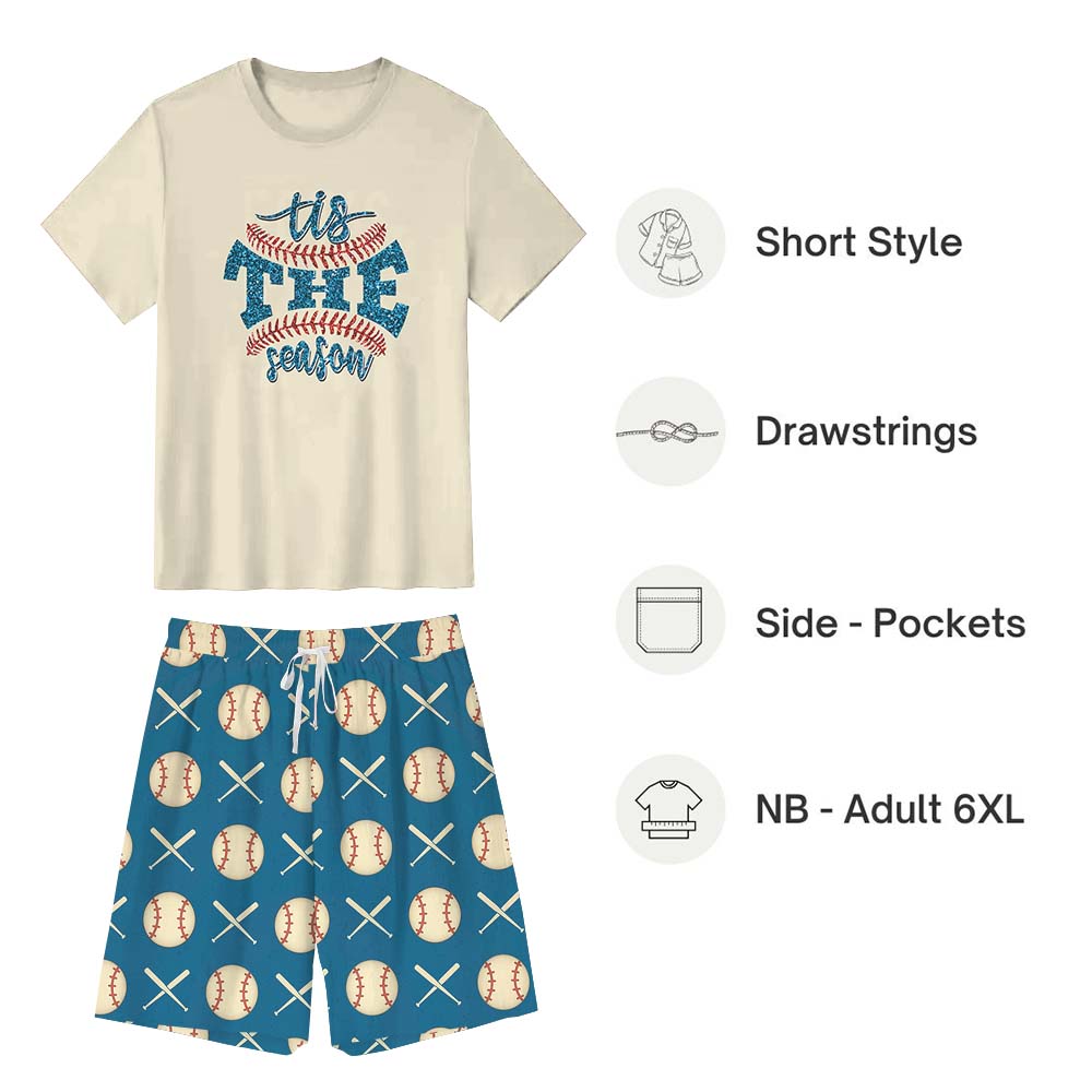Baseball Tis The Season Sport Pajama Short Set Baseball Tis The Season Sport Pajama Short Set