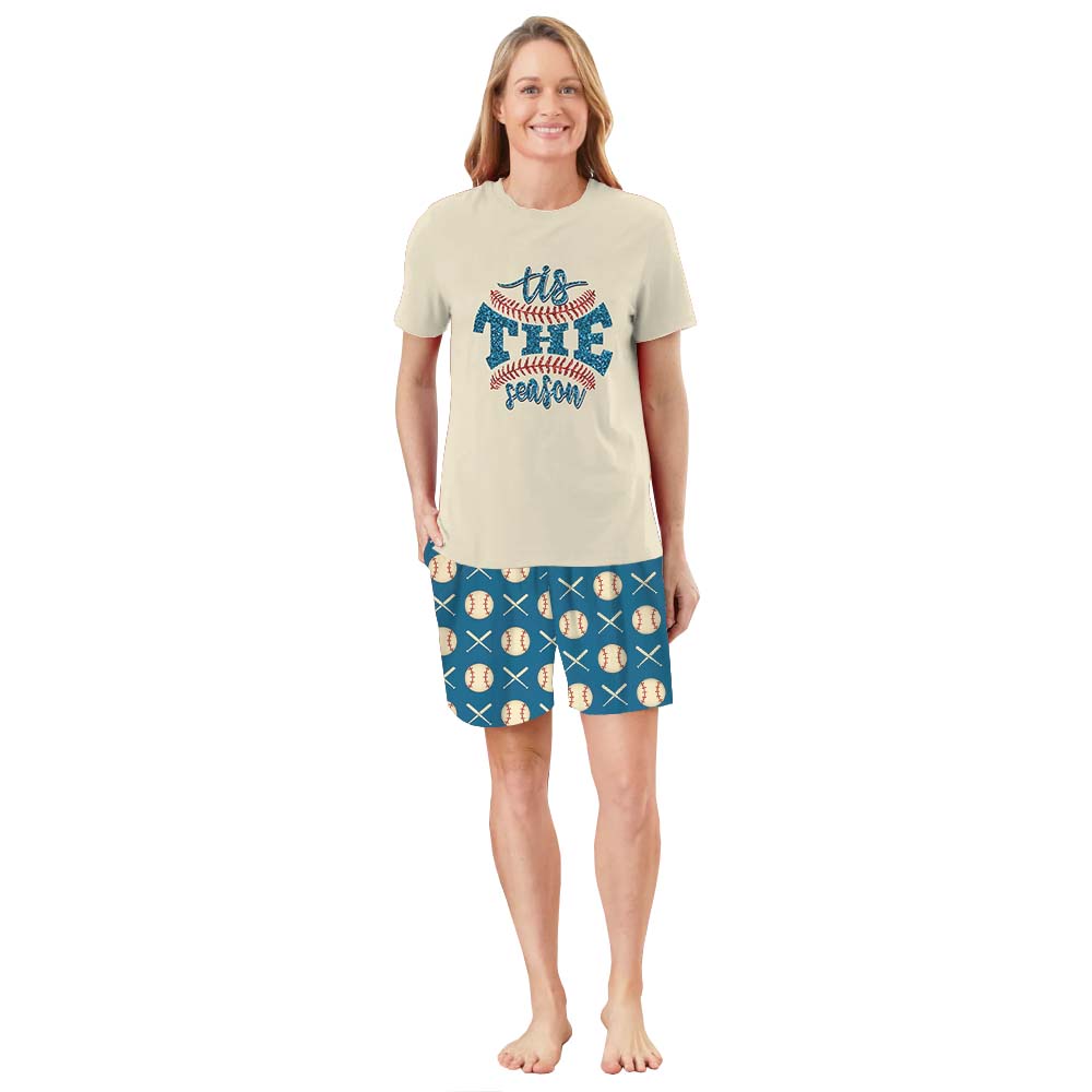 Baseball Tis The Season Sport Pajama Short Set Baseball Tis The Season Sport Pajama Short Set