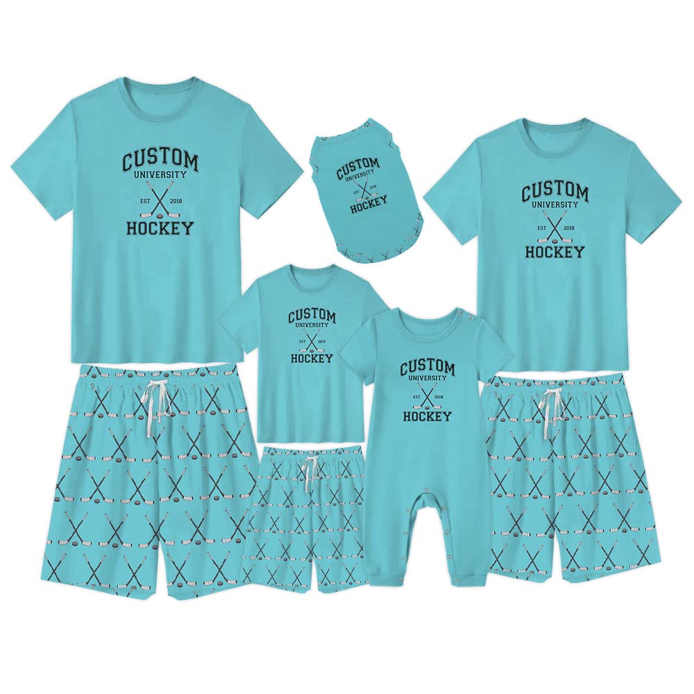 Personalized Name Hockey Pajama Short Set Personalized Name Hockey Pajama Short Set