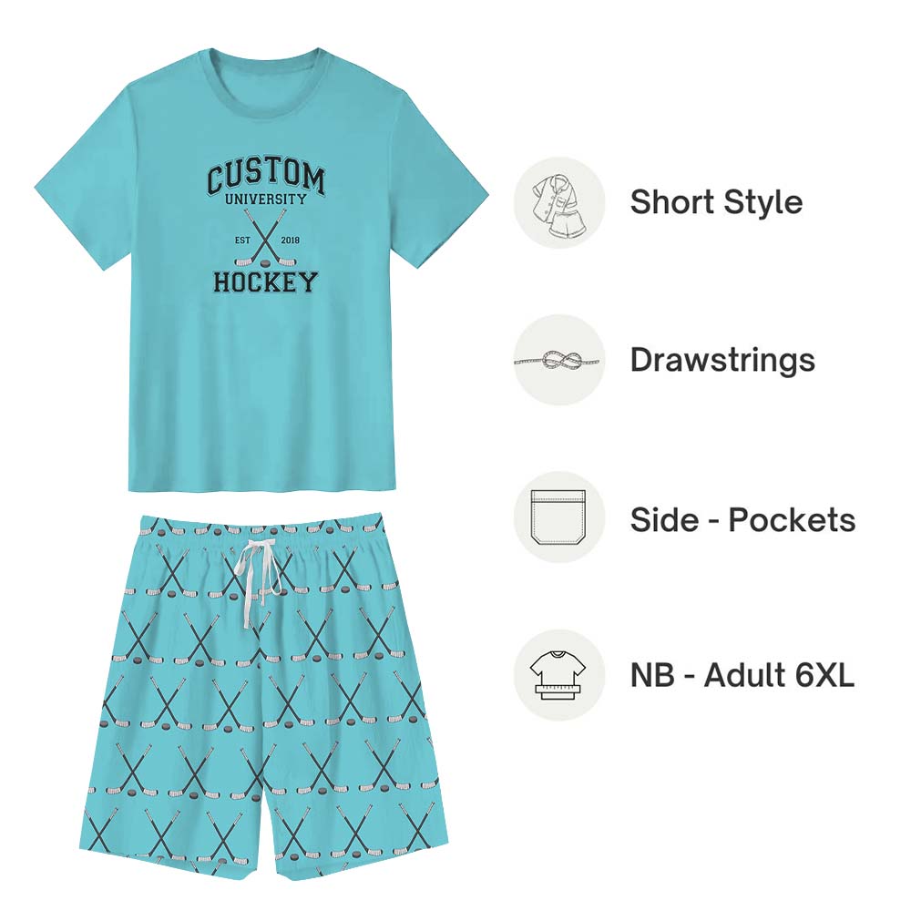 Personalized Name Hockey Pajama Short Set Personalized Name Hockey Pajama Short Set