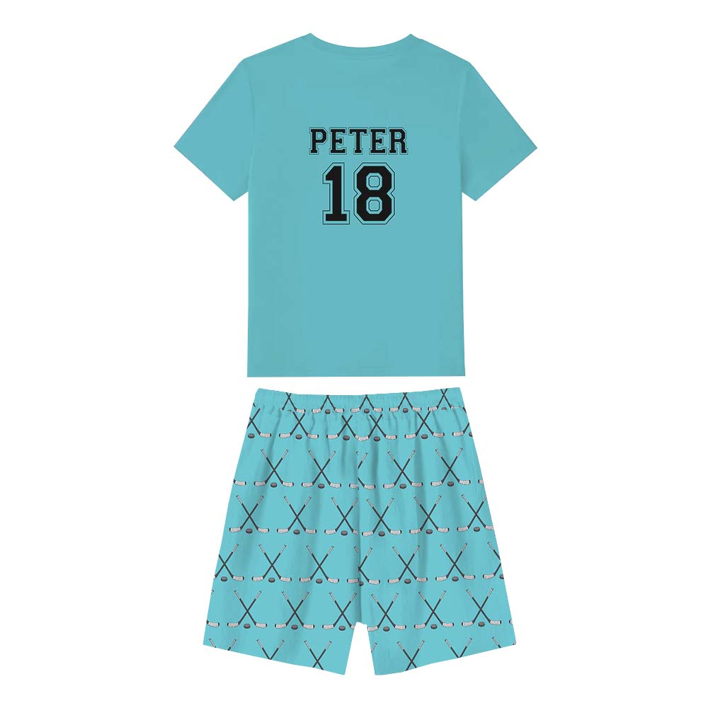 Personalized Name Hockey Pajama Short Set Personalized Name Hockey Pajama Short Set
