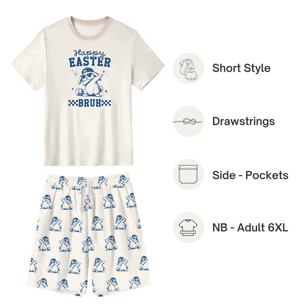 Cute Happy Easter Bruh Pajamas For Adults Short Sleeves Cute Happy Easter Bruh Pajamas For Adults Short Sleeves