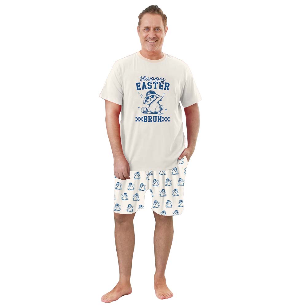 Cute Happy Easter Bruh Pajamas For Adults Short Sleeves Cute Happy Easter Bruh Pajamas For Adults Short Sleeves