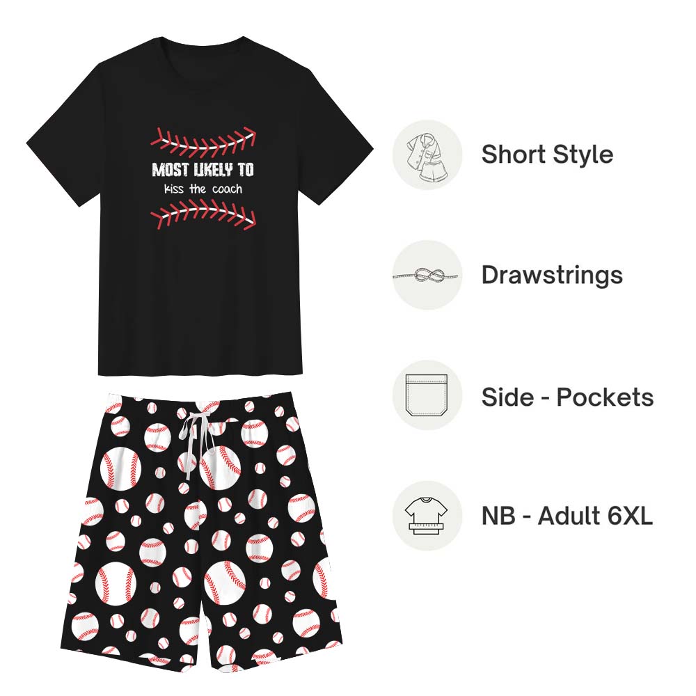 Hilarious Sayings Most Likely To Baseball Pajama Short Set Hilarious Sayings Most Likely To Baseball Pajama Short Set