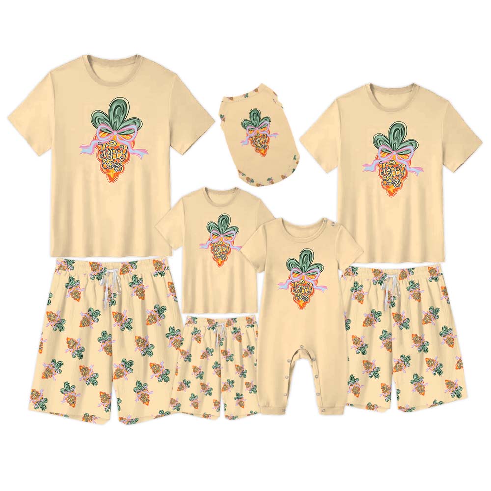 Happy Easter Carrot Coquette Matching Family Pajama Shorts Set Happy Easter Carrot Coquette Matching Family Pajama Shorts Set