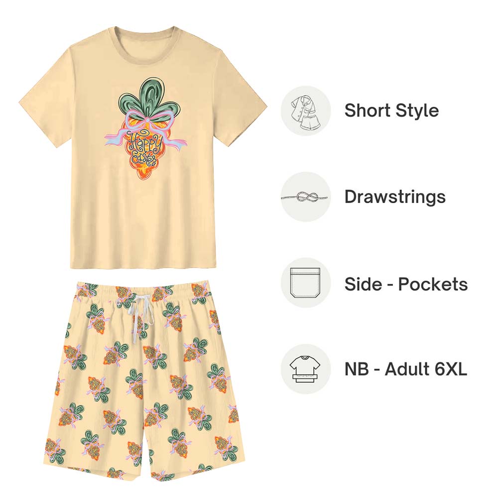 Happy Easter Carrot Coquette Matching Family Pajama Shorts Set Happy Easter Carrot Coquette Matching Family Pajama Shorts Set