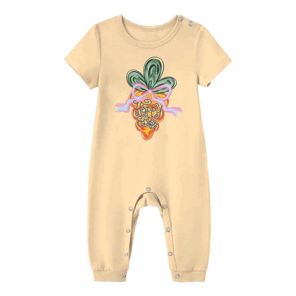 Happy Easter Carrot Coquette Matching Family Pajama Shorts Set Happy Easter Carrot Coquette Matching Family Pajama Shorts Set