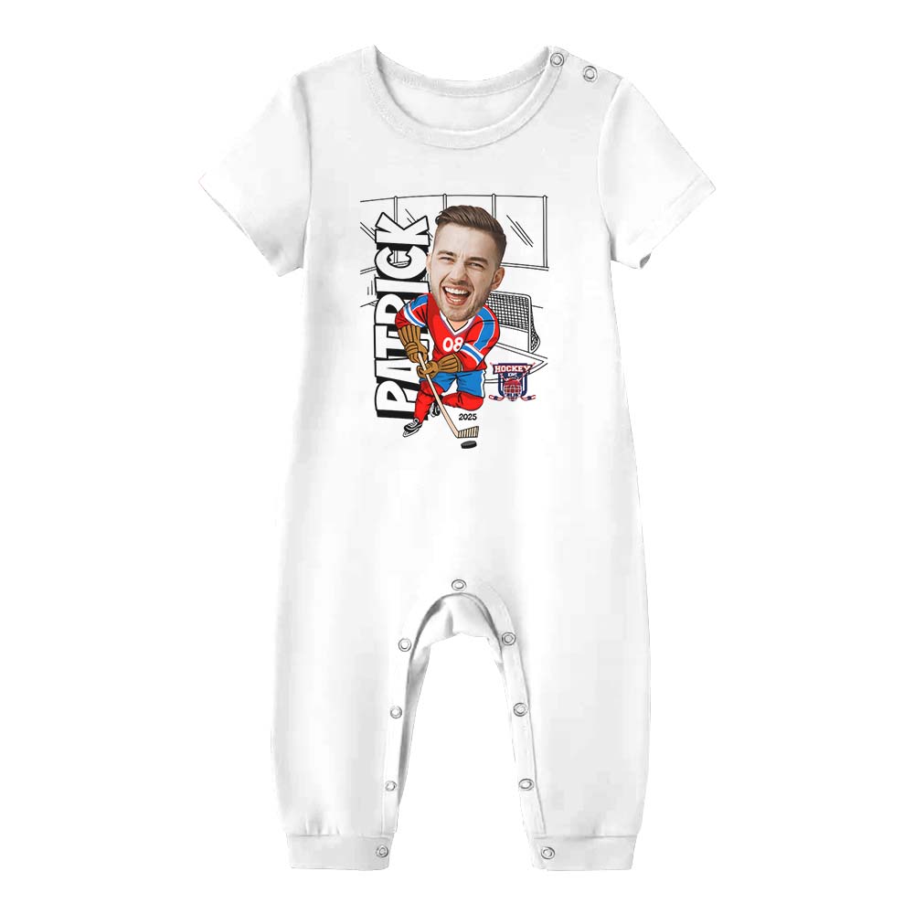 Ice Hockey Custom Face Pajamas For Adults Short Sleeves Ice Hockey Custom Face Pajamas For Adults Short Sleeves