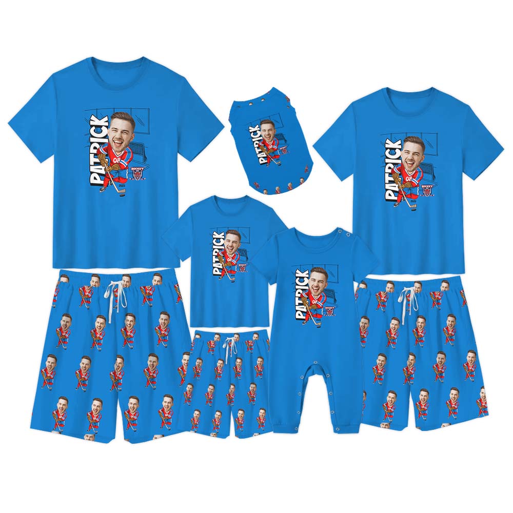 Personalized Ice Hockey With Name Sport Pajama Short Set
