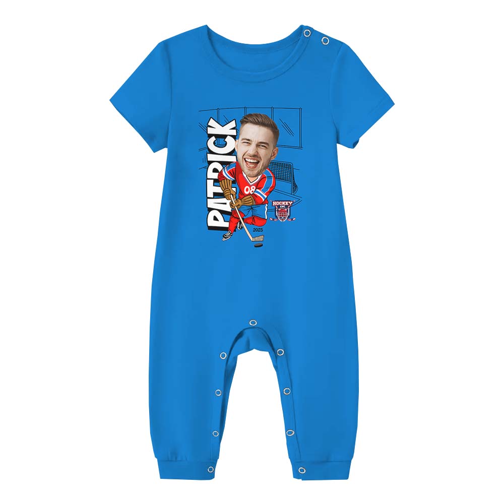 Personalized Ice Hockey With Name Sport Pajama Short Set