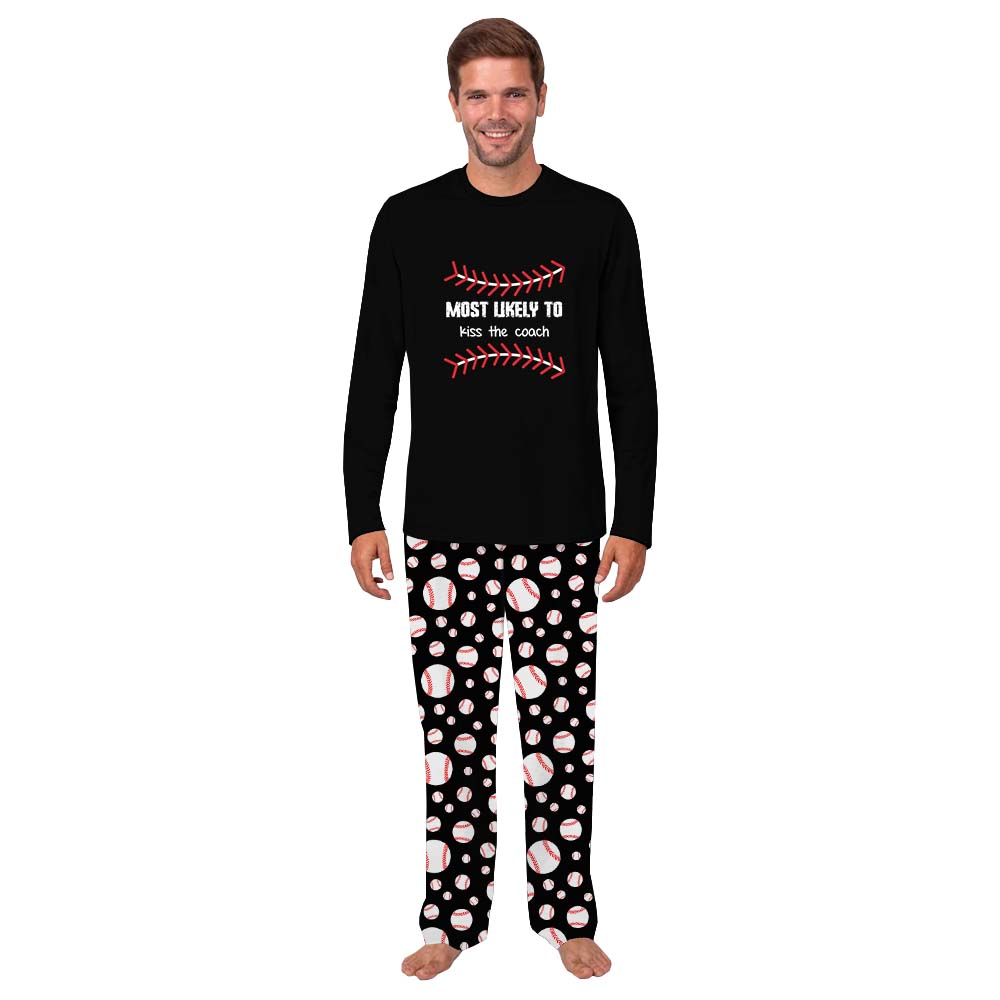 Funny Most Likely To Baseball Team Matching Family Pajamas With Dogs Funny Most Likely To Baseball Team Matching Family Pajamas With Dogs
