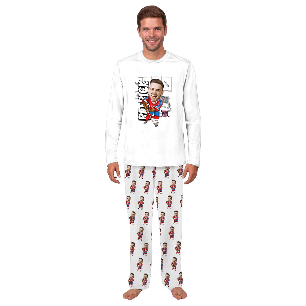 Personalized Face Ice Hockey Family Matching Pajama Sets Personalized Face Ice Hockey Family Matching Pajama Sets