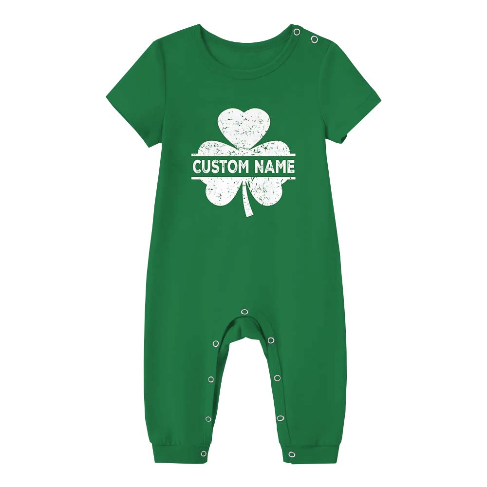 Custom Name Shamrock Pajamas For Adults Short Sleeves Green Custom Name Shamrock Pajamas For Adults Short Sleeves Green