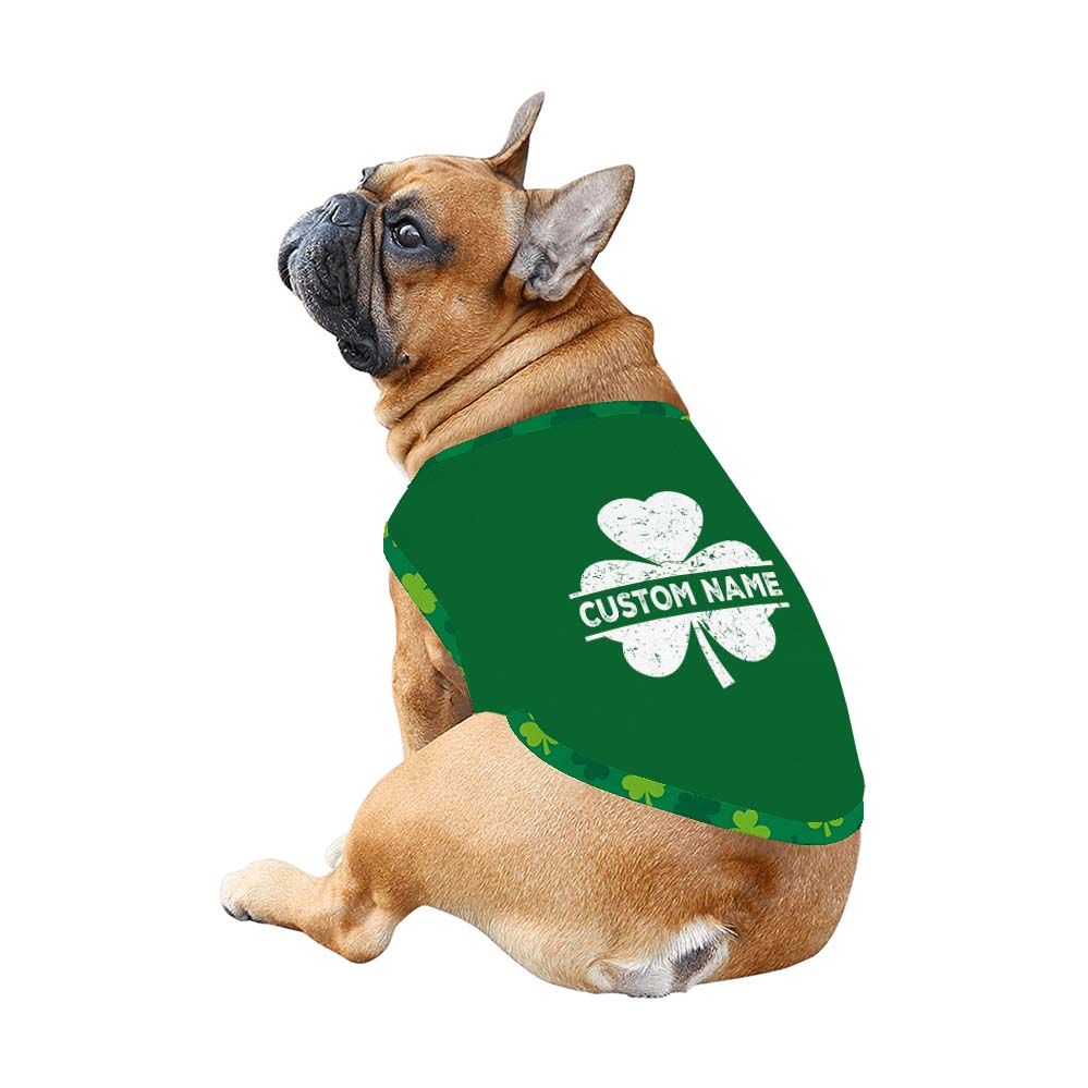 Personalized Shamrock With Name Matching Family Pajamas With Dogs