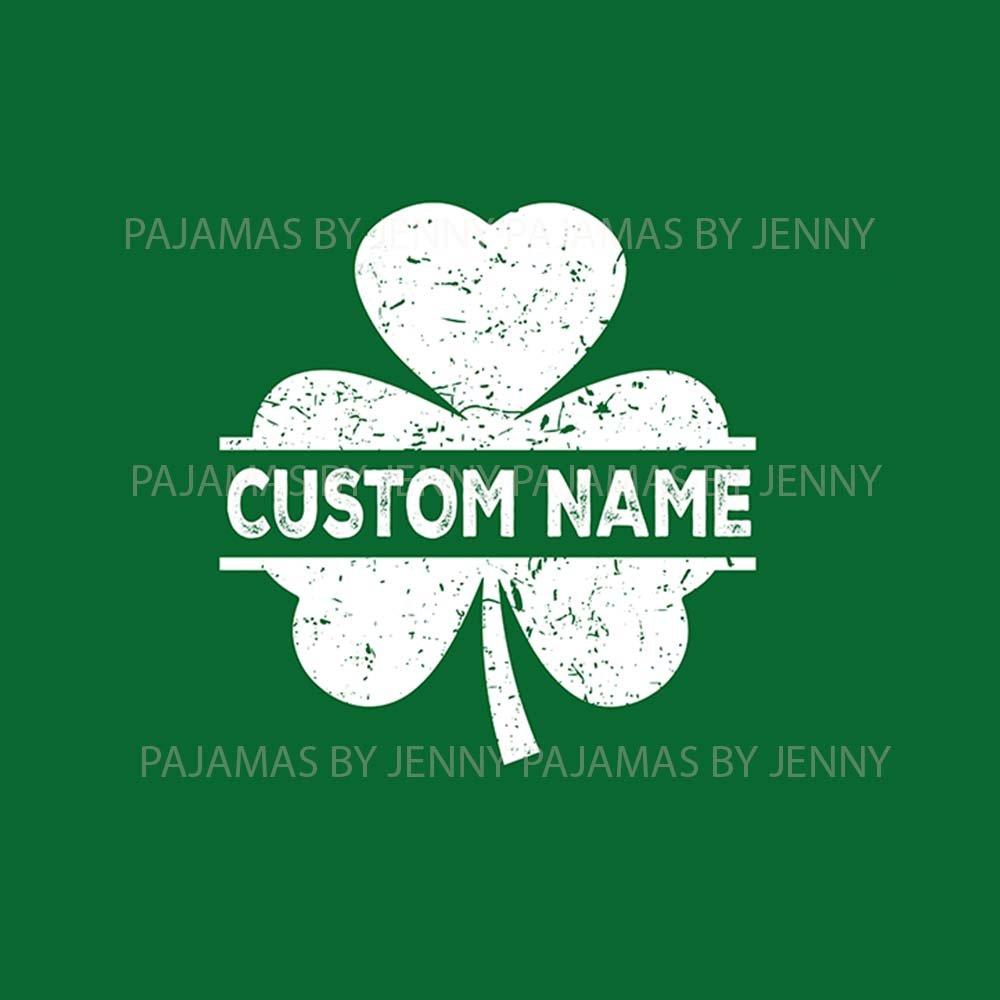 Personalized Shamrock With Name Matching Family Pajamas With Dogs