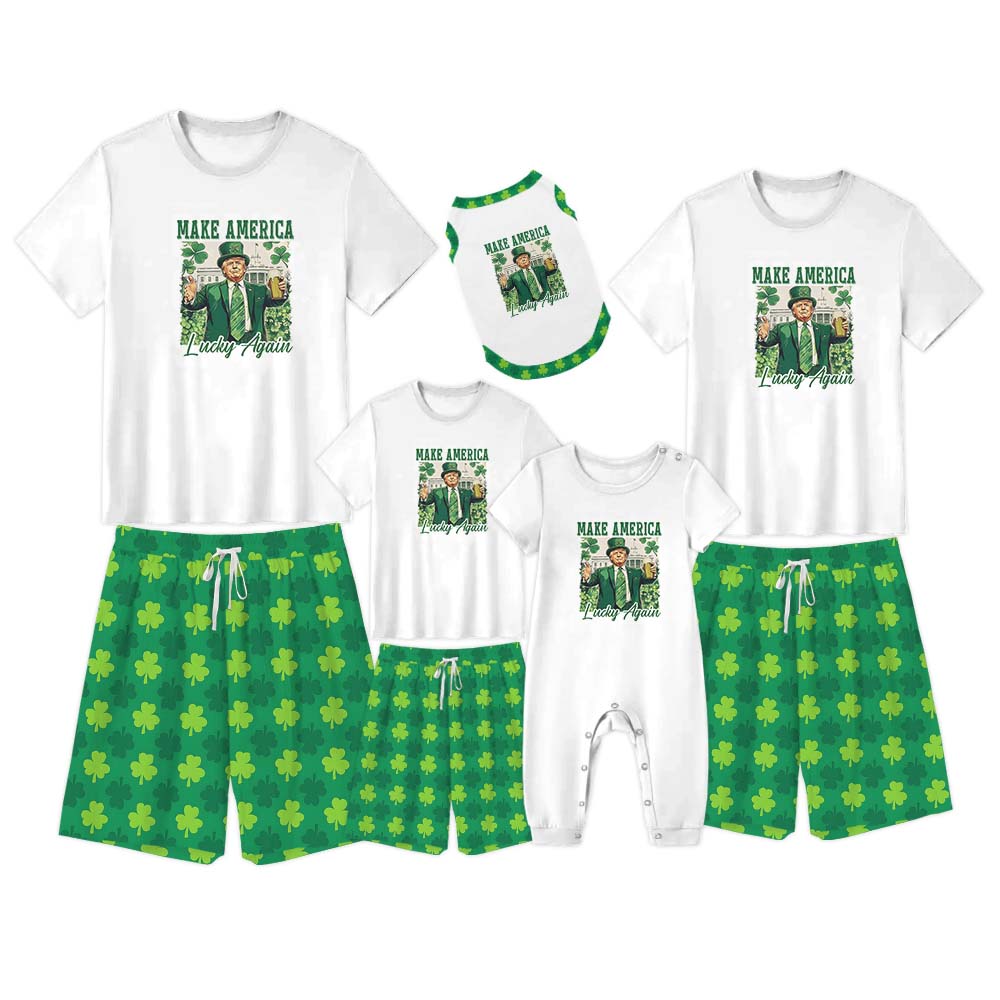 Make America Lucky Again Patrick’s Day Pajama Short Set Make America Lucky Again Patrick’s Day Pajama Short Set