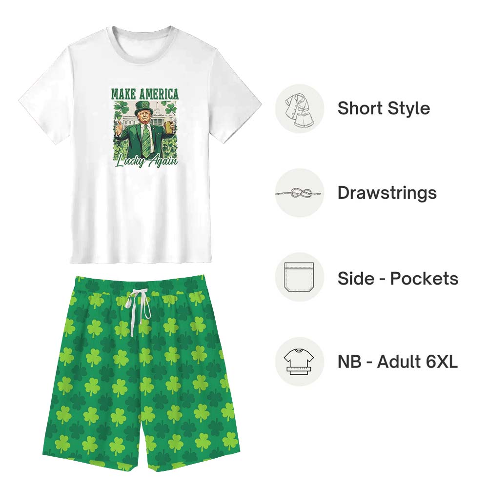 Make America Lucky Again Patrick’s Day Pajama Short Set Make America Lucky Again Patrick’s Day Pajama Short Set