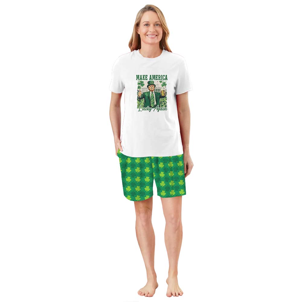 Make America Lucky Again Patrick’s Day Pajama Short Set Make America Lucky Again Patrick’s Day Pajama Short Set