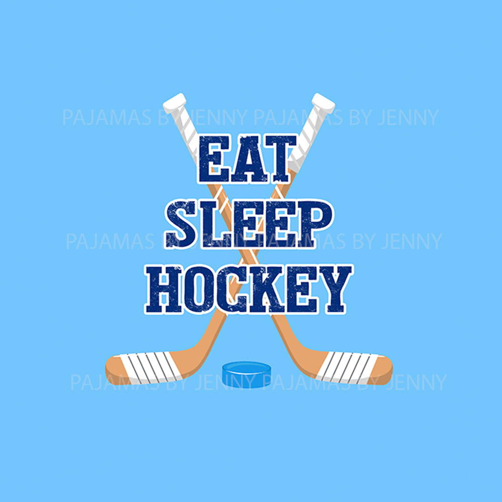 Funny Eat Sleep Hockey Family Pajamas Blue Funny Eat Sleep Hockey Family Pajamas Blue
