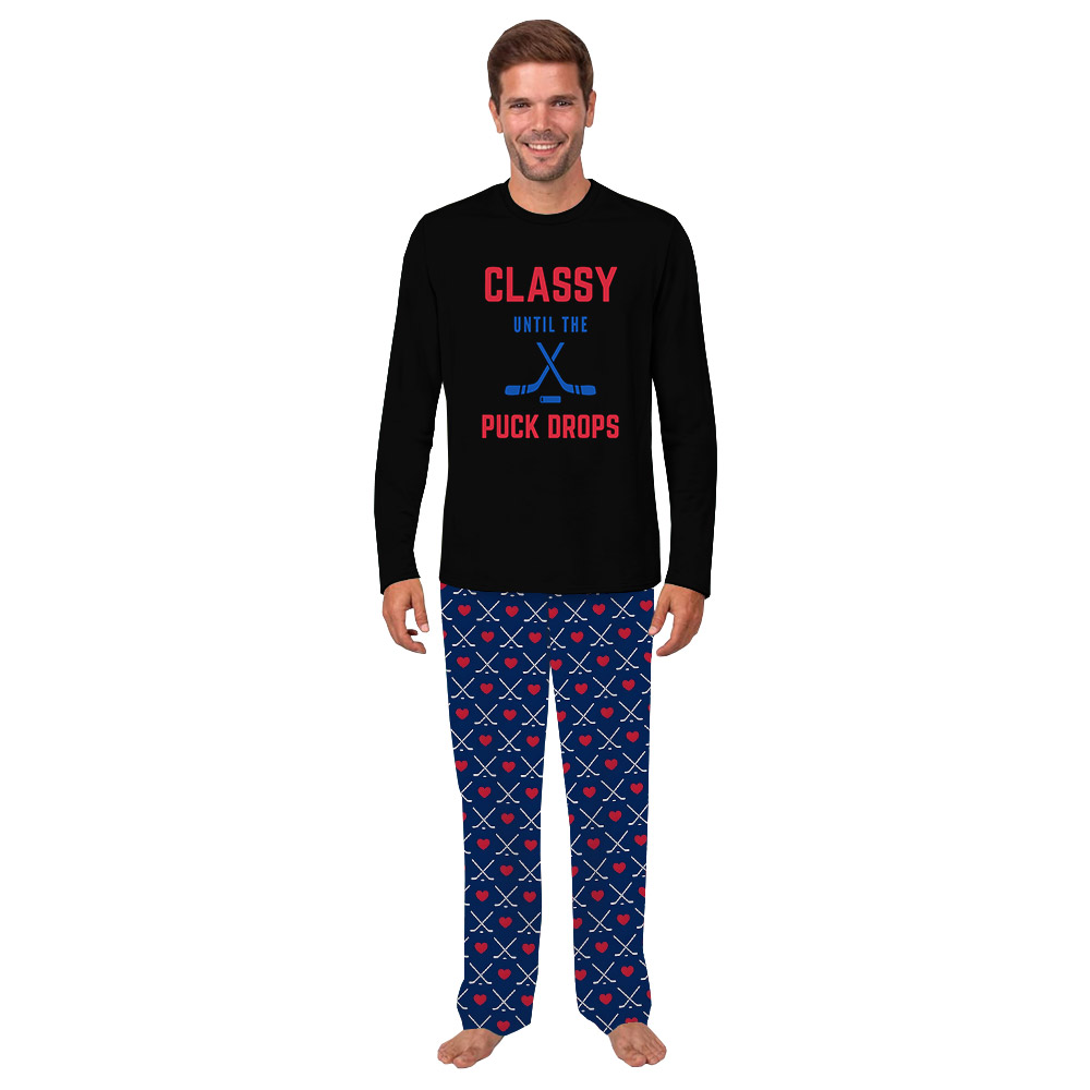 Matching Hockey Jammies Saying Classy Until The Puck Drops