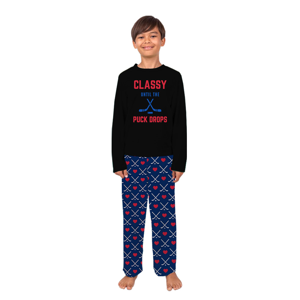 Matching Hockey Jammies Saying Classy Until The Puck Drops