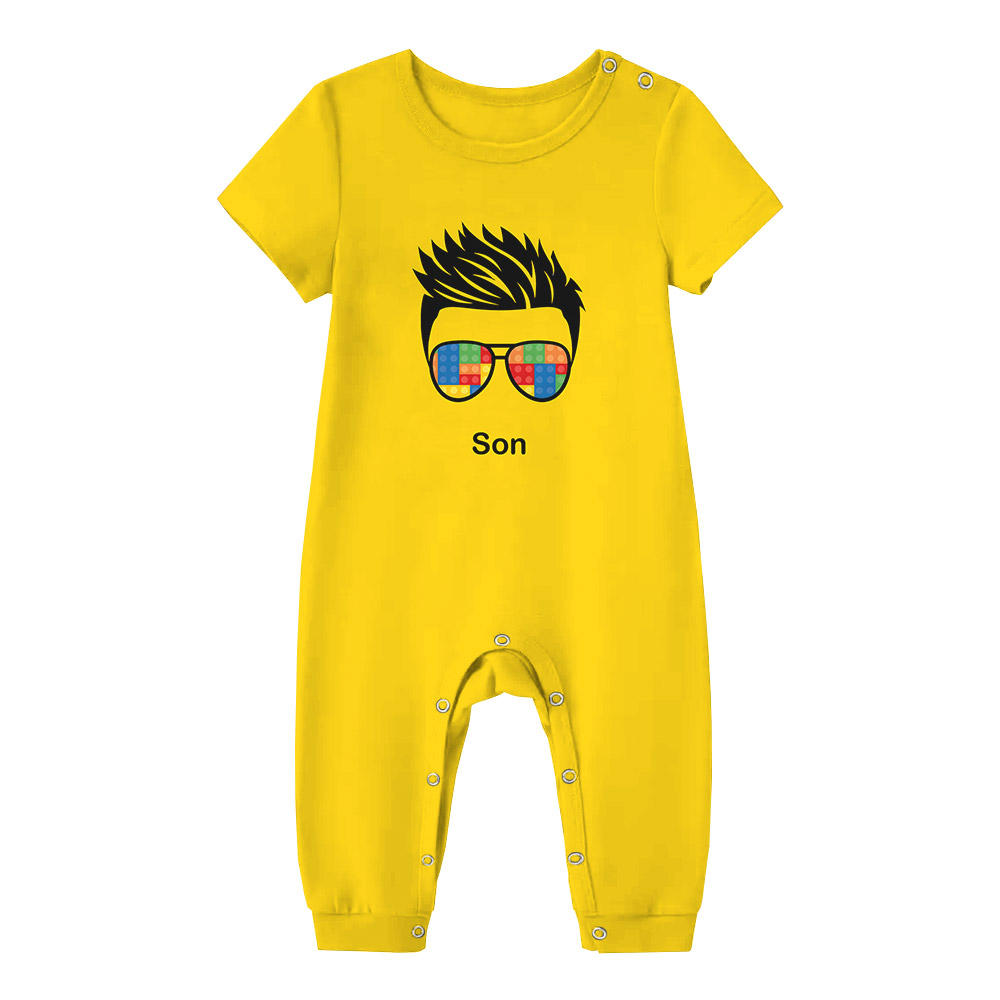 Personalized Name And Design Lego Brick Pajamas Yellow