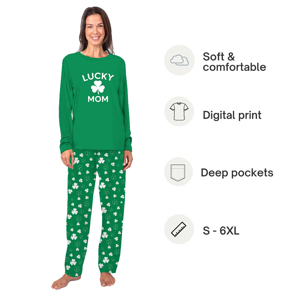 Festive Lucky Shamrock Family Pajamas For St Patrick Day Festive Lucky Shamrock Family Pajamas For St Patrick Day