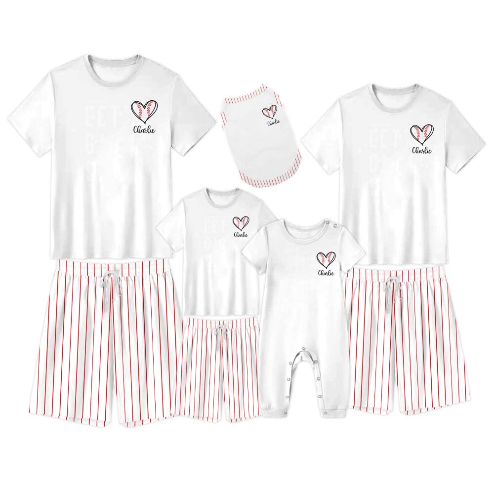 Festive Baseball Pajamas For Adults Short Sleeves White Festive Baseball Pajamas For Adults Short Sleeves White