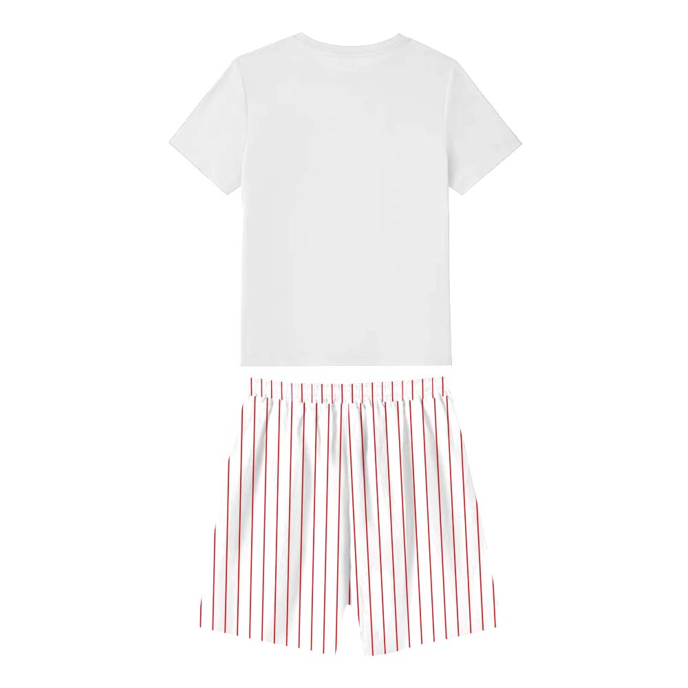 Festive Baseball Pajamas For Adults Short Sleeves White Festive Baseball Pajamas For Adults Short Sleeves White