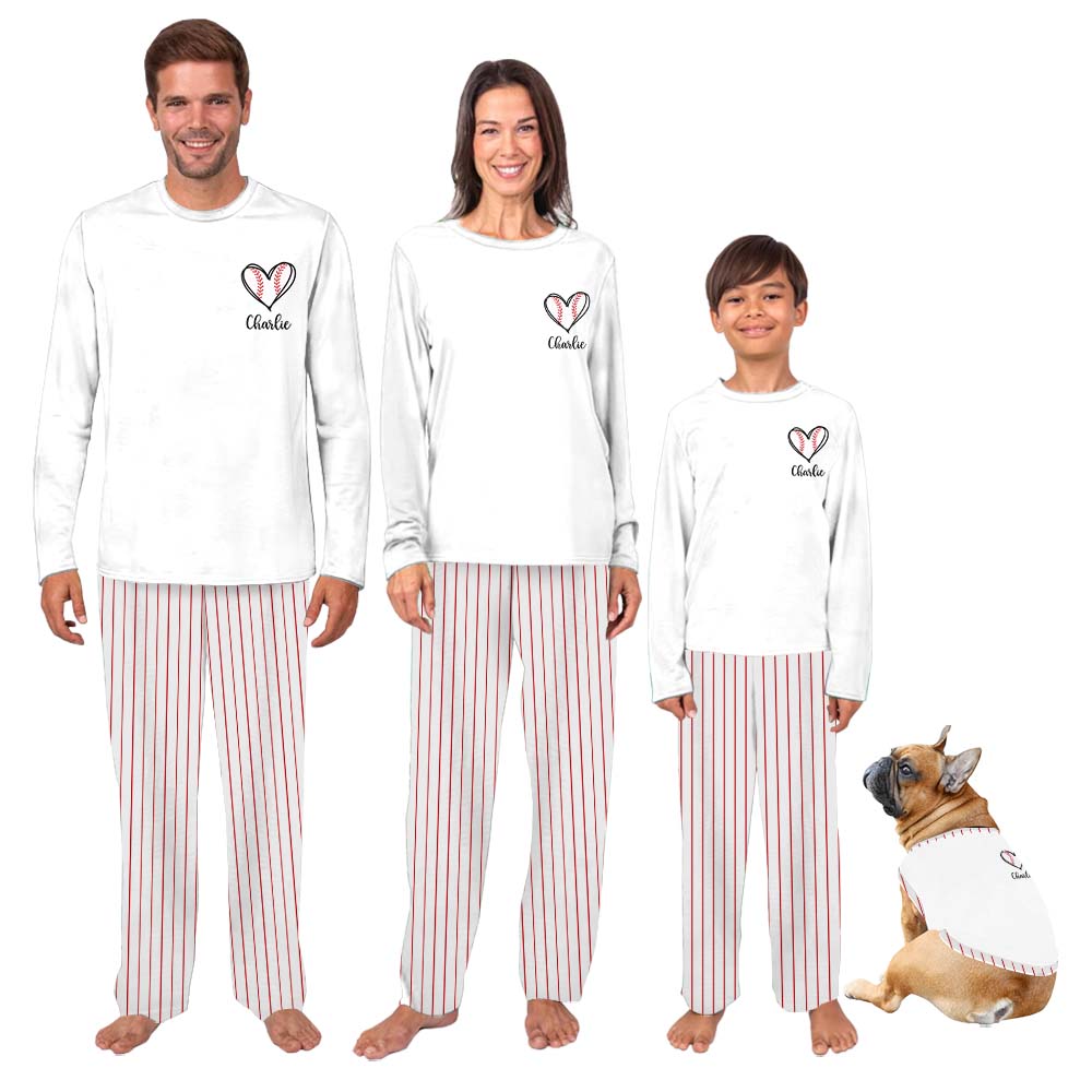 Unique Baseball Heart With Name Family Sport Jammies Unique Baseball Heart With Name Family Sport Jammies